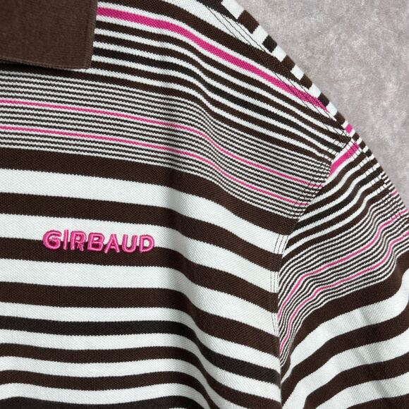 Vintage Francois Girbaud Polo Shirt‎ Mens 2XL Brown Striped Short Sleeve 90s Y2K - Picture 3 of 12